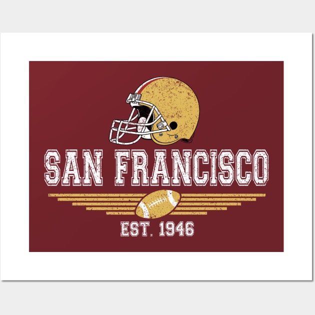 San Francisco Vintage Football Est 1946 For Helmet Game Day Wall Art by cytoplastmaximume